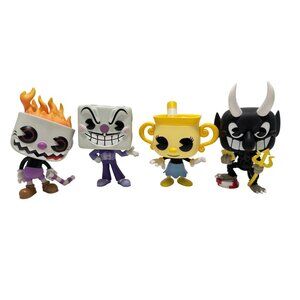 Funko Cuphead Characters Set - White, Black, Yellow, Purple, Brown